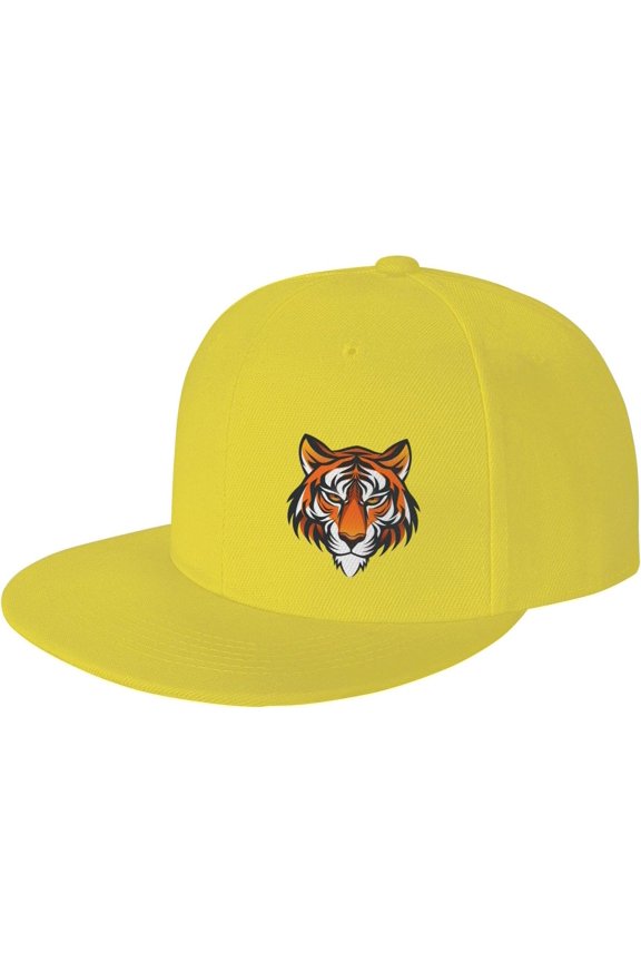 Tiger Face Flat Bill Hats Teens Cool Snapback Baseball Cap Unisex