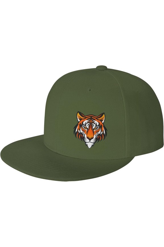 Tiger Face Flat Bill Hats Teens Cool Snapback Baseball Cap Unisex