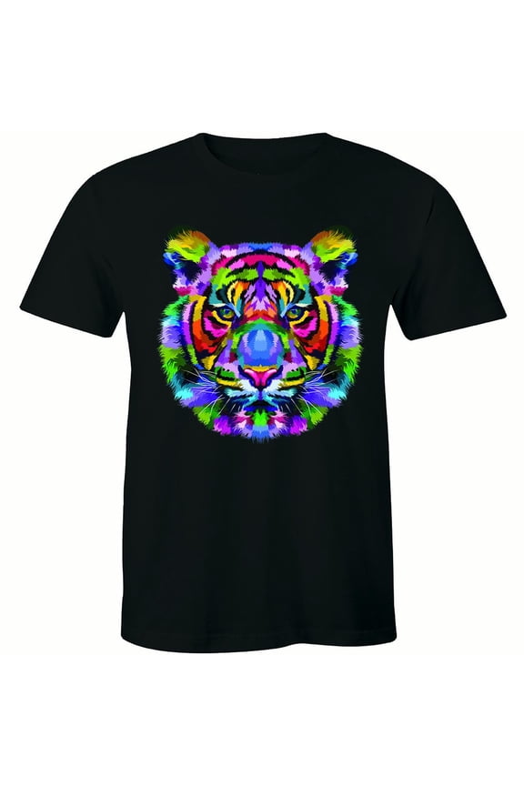 Tiger Face Neon - Wild Life Animal Rave Music Men's T-Shirt