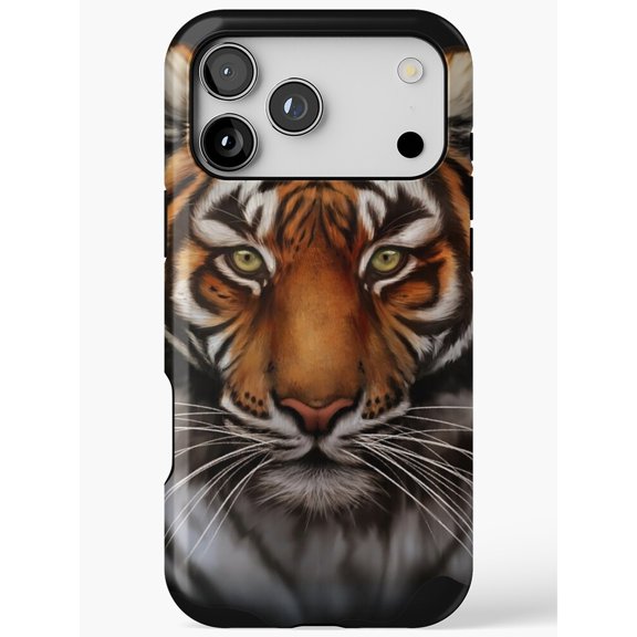 Tiger Face Orange, Black and White Tough Case for Apple iPhone, Dual-Layer Polycarbonate and TPU