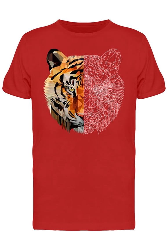Tiger Face Portrait In Polygons T-Shirt Men -Image by Shutterstock, Male Small
