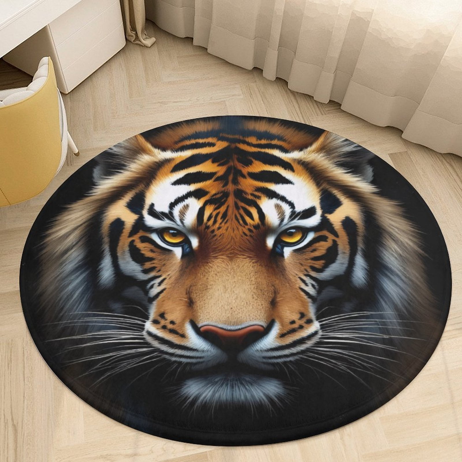 Tiger Face Portrait Round Area Rugs for Bedroom Living Room, 5FT Soft ...