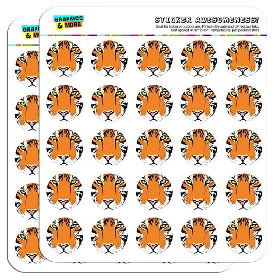 Tiger Face Safari 1" Scrapbooking Crafting Stickers