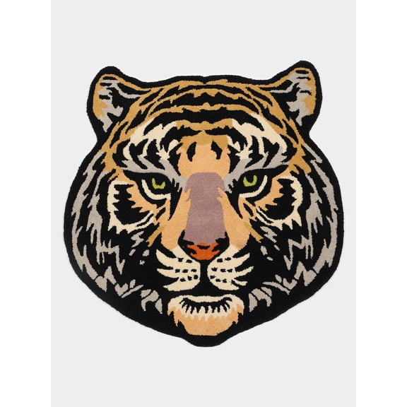 Tiger Face Shape Tufted Yogic Asana Mat from Mirzapur