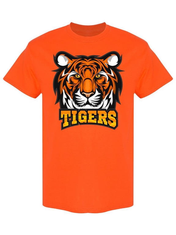 Tiger Face Sport Mascot T-Shirt Men -Image by Shutterstock, Male 3X-Large