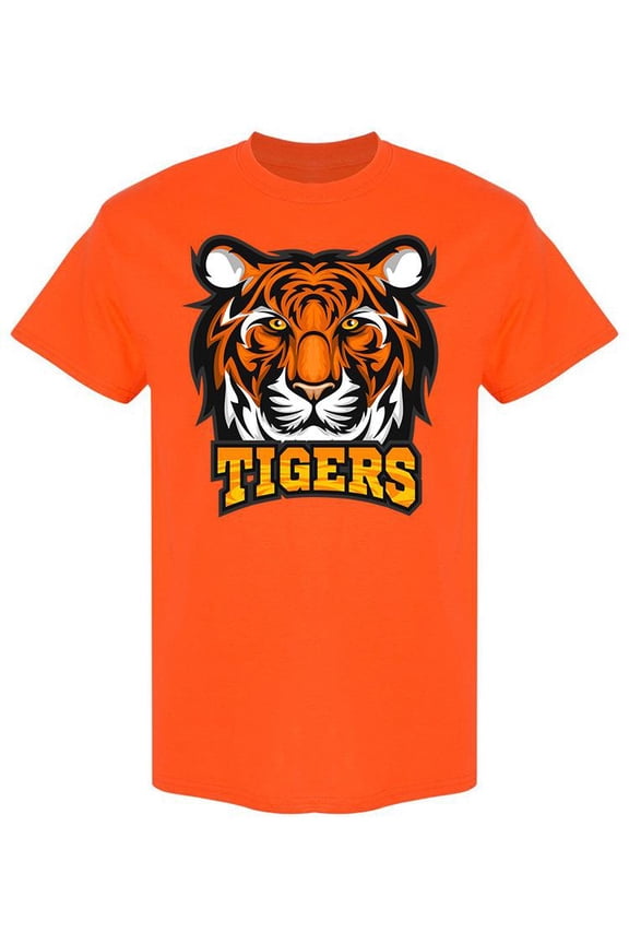 Tiger Face Sport Mascot T-Shirt Men -Image by Shutterstock, Male 3X-Large