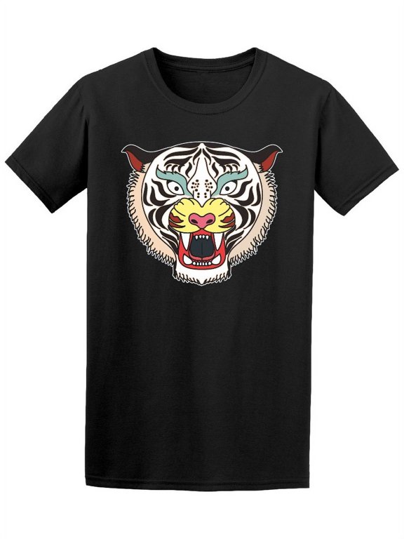 Tiger Face Tattoo Style T-Shirt Men -Image by Shutterstock, Male x-Large