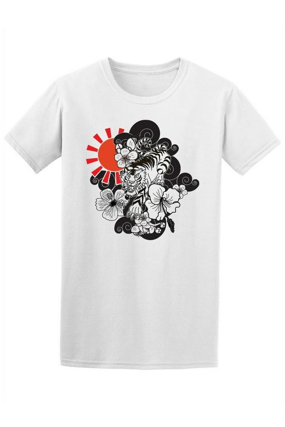Tiger Face With Rising Sun T-Shirt Men -Image by Shutterstock, Male Small