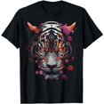 thumbnail image 1 of Tiger Fantasy Flowers - Animal Art Tiger T-Shirt, 1 of 5