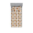 thumbnail image 1 of Tiger Fitted Sheet & Pillow Sham Set, Exotic Wild Big Cat Heads and Pastel Colored Geometric Shapes Modern Animal, Decorative Printed 2 Piece Bedding Decor, Twin, Ivory Orange Rose, by Ambesonne, 1 of 2