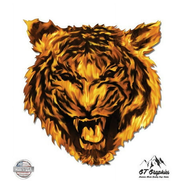 Tiger Flames - 12" Vinyl Sticker Waterproof Decal