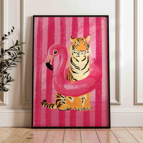 Tiger Flamingo Floater Stripe Wall Decor