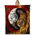 thumbnail image 1 of Tiger Flannal Blanket Queen 90"x90" Yin Yang Boho Trippy Fleece Throw Blanket for Bed Sofa Couch Wildlife Blanket Room Decorations Flannal Blanket, 1 of 6