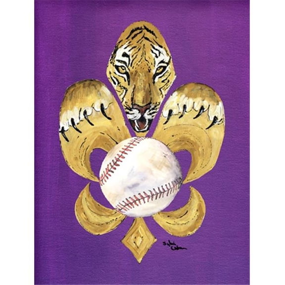 Tiger Fleur de lis Baseball House Size Canvas Flag
