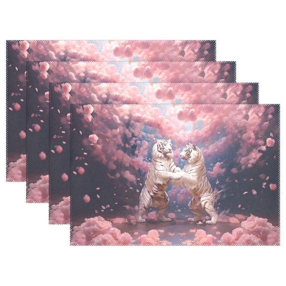 Tiger Flowers 12×18 inch Placemats Heat Resistant Washable Foldable Rectangular Placemats Set Decoration Indoor Outdoor for Kitchen Dining Table 1PC