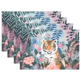 thumbnail image 1 of Tiger Flowers Leaves 12×18 inch Placemats Heat Resistant Washable Foldable Rectangular Placemats Set Decoration Indoor Outdoor for Kitchen Dining Table 6PCs, 1 of 8