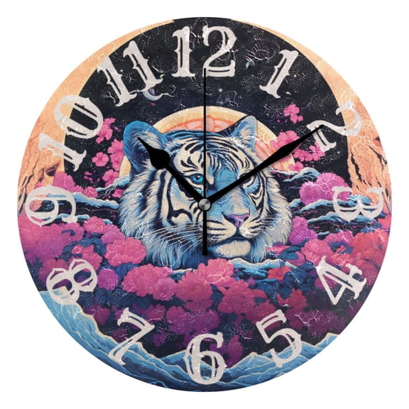 Tiger Flowers Wheet Mountains 10 inch Wall Clocks Non Ticking Easy to Read Battery Decorative for Home Bathroom Kitchen Bedroom Living Room