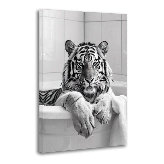Tiger Foam Bath Wall Art Print Rustic Bathroom Home Decor