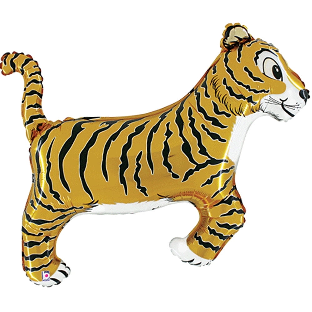 Circus Tiger Helium Foil Shape Balloon - 25 Inch Deflated Tiger Design For Party Decor