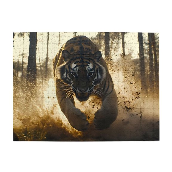 Tiger Forest Ground Run 500-Piece Wooden Jigsaw Puzzle for Adults, Fun & Challenging Family Brain-Teaser, Perfect Home Decor & Gift