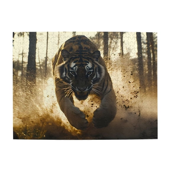 Tiger Forest Ground Run 500-Piece Wooden Jigsaw Puzzle for Adults, Fun & Challenging Family Brain-Teaser, Perfect Home Decor & Gift
