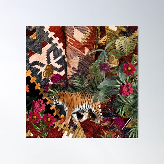 Tiger Forest Rug Poster Wall Art, Modern Wall Decor, 30x30 UNFRAMED