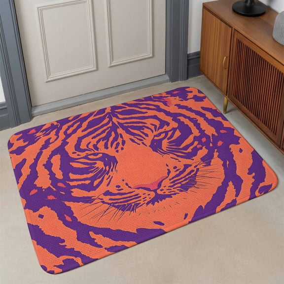 Tiger Front Door Mat Indoor Entrance, Abstract Modern Absorbent Dirt Resist Welcome Mats Non-Slip Low-Profile Doormat Washable Entry Rug Indoor Outdoor 17x30 Inch