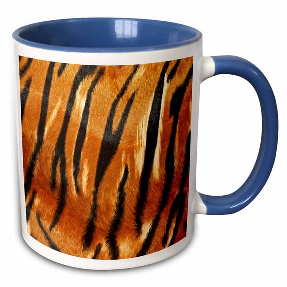 Tiger Fur Print 11oz Two-Tone Blue Mug mug-32463-6