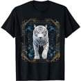 thumbnail image 1 of Tiger Geometric Artwork | White Animal Motif Tiger Black oversized loose and comfortable T-Shirt, 1 of 3