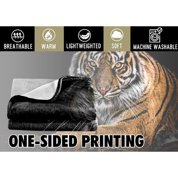 Tiger Gifts Blanket for Girls, Women, Gifts for Tiger Lovers - Throw Blanket for Girl, Her, 50" x 60" - Black