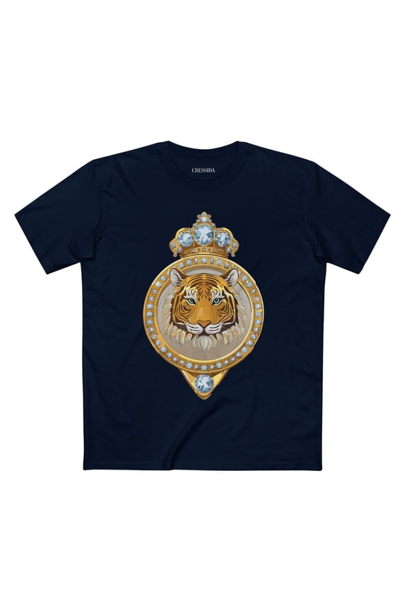Tiger Graphic Unisex 100 Cotton Tee With Unique Animal Golden Medallion Art Design 2