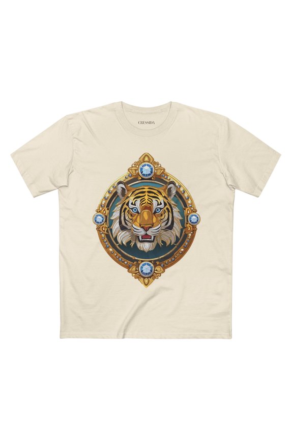 Tiger Graphic Unisex 100 Cotton Tee With Unique Animal Golden Medallion Art Design 6