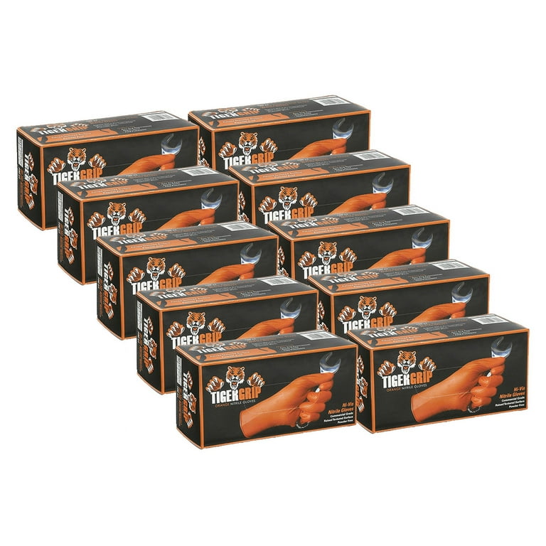 Tiger Grip Nitrile Gloves Hi Vis Orange 7mil Textured