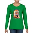 thumbnail image 1 of Tiger Growling Colorful Trippy Tie Dye Animal Lover Womens Graphic Long Sleeve T-Shirt, Kelly, X-Large, 1 of 3