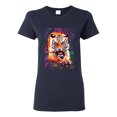 thumbnail image 1 of Tiger Growling Colorful Trippy Tie Dye Animal Lover Womens Graphic T-Shirt, Navy, 2XL, 1 of 3