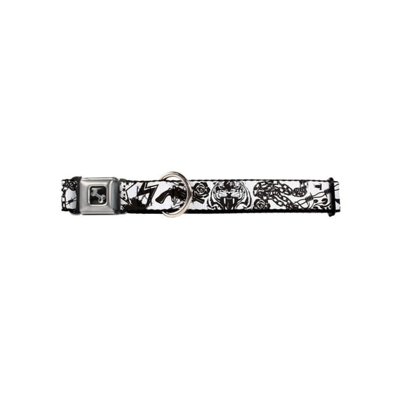 tiger gun rose chain barb wire on white fun animal seatbelt pet collar