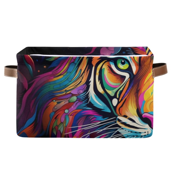 Tiger Head Colorful Storage Bins Baskets With Handles Storage Box Clothes Organizer Organization Toys