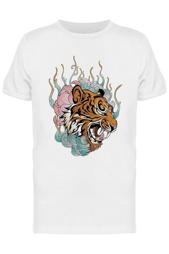 Tiger Head Graphic T-Shirt Men -Image by Shutterstock, Male Medium