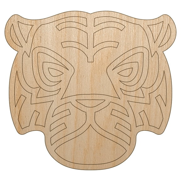 Tiger Head Icon Wood Shape Unfinished Piece Cutout Craft DIY Projects - 4.70 Inch Size - 1/4 Inch Thick