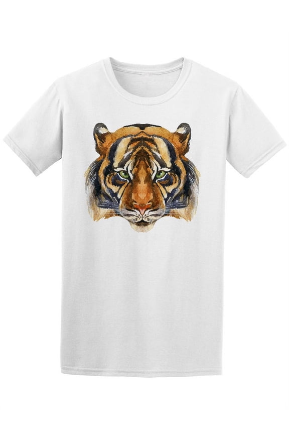 Tiger Head In Watercolor Style T-Shirt Men -Image by Shutterstock, Male Medium