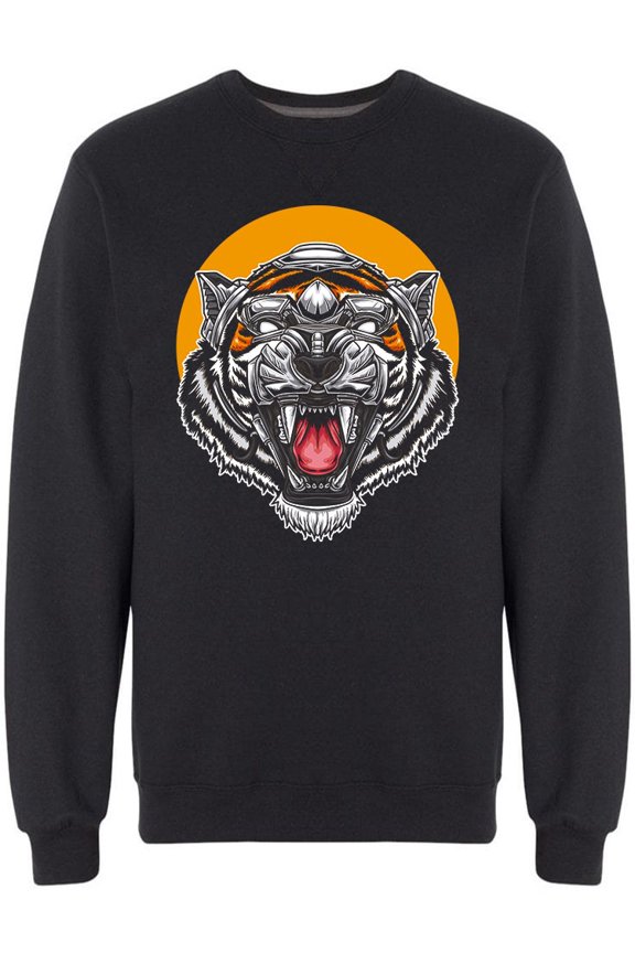 Tiger Head Mascot Robotic Sweatshirt Men -Image by Shutterstock, Male Medium