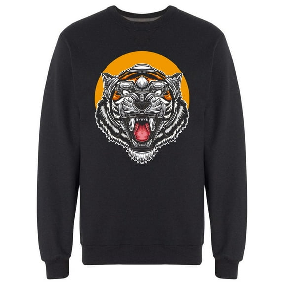 Tiger Head Mascot Robotic Sweatshirt Men -Image by Shutterstock, Male XX-Large
