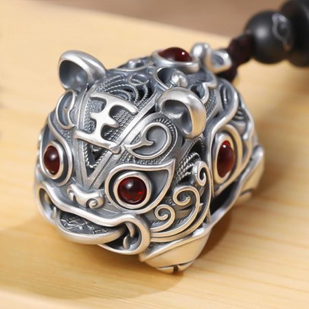Tiger Head Pendant Necklace Zodiac Amulet Vintage Style Lucky Charm for Men Spiritual Jewelry Gift