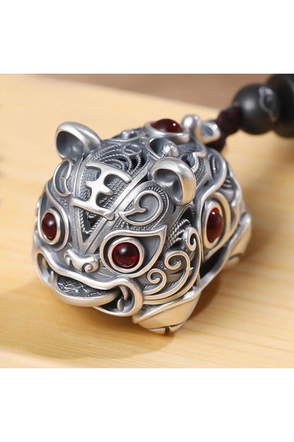 Tiger Head Pendant Necklace Zodiac Amulet Vintage Style Lucky Charm for Men Spiritual Jewelry Gift