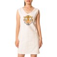 thumbnail image 1 of Tiger Head Printed Vintage V-neck Linen Mini Shift Dress WDS_02 12, 1 of 1