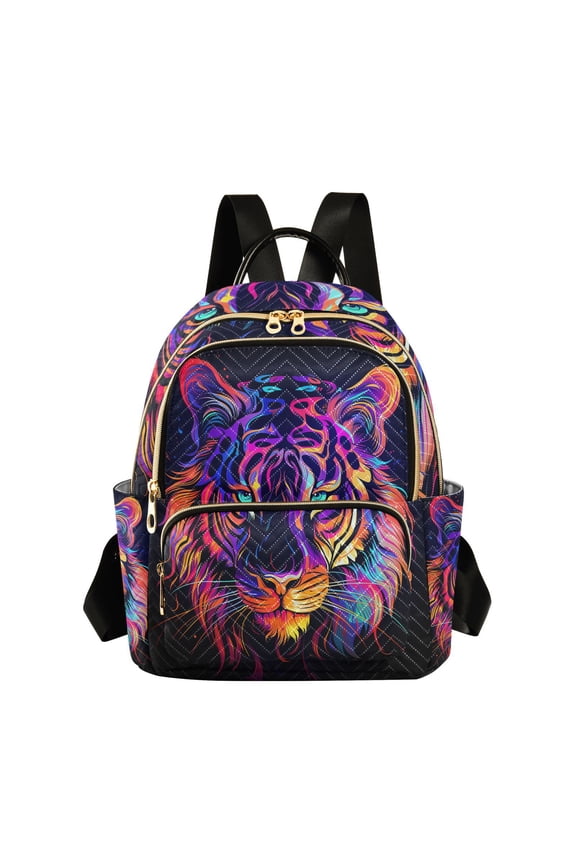 Tiger Head Purple Travel Laptop Backpack Casual Daypack Lightweight Bookbag Compartment for Business