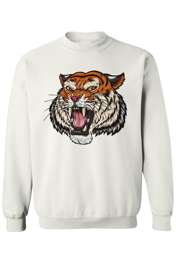 Tiger Head Roaring, Design Sweatshirt Men -Image by Shutterstock, Male x-Large