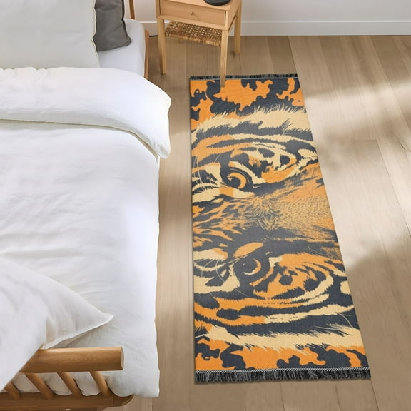 Tiger Head Runner Area Rug 2x6 Soft Non-Slip Washable Bedside Carpet for Hallway Bedroom Living Room Home Decor
