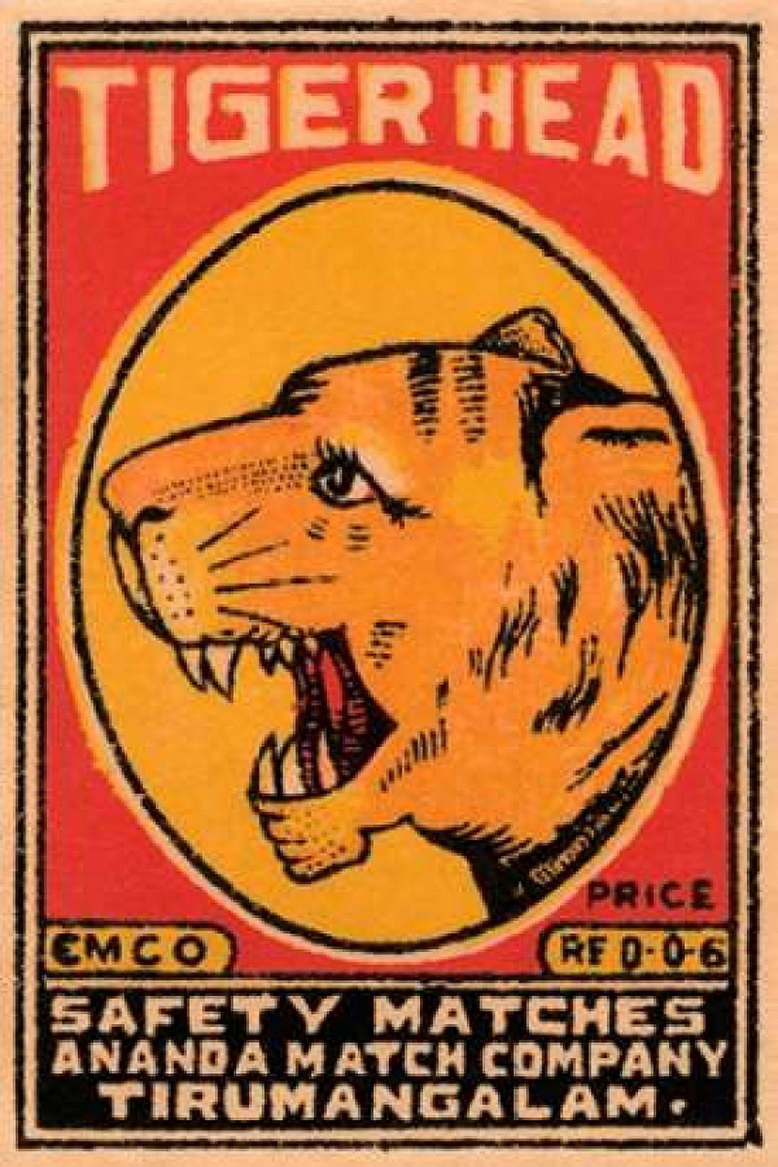 Tiger Head Safety Matches Canvas Art - Phillumenart (12 x 18)