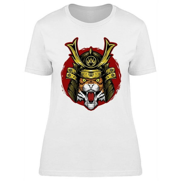 Tiger Head Samurai Helmet Design T-Shirt Women -Image by Shutterstock, Female Large